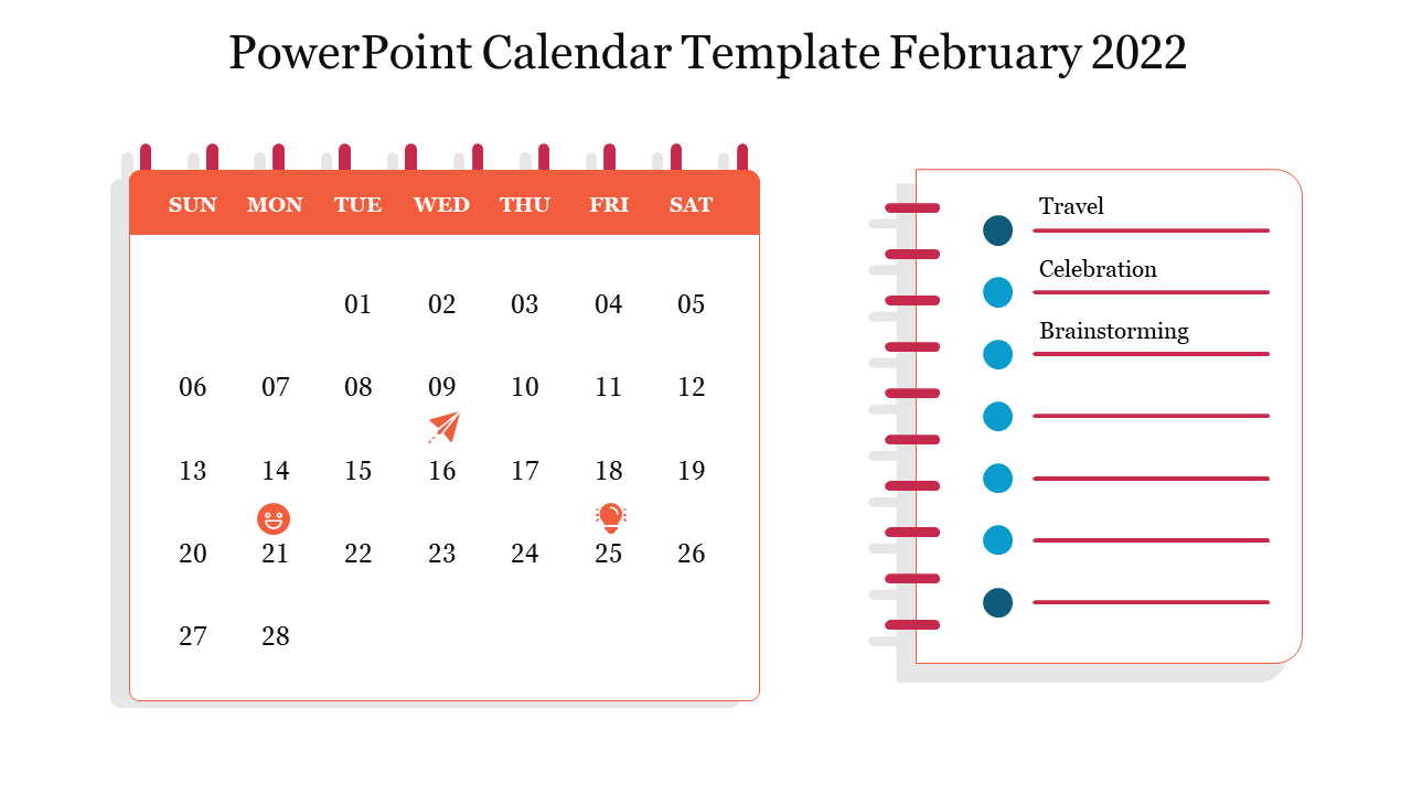 PowerPoint Calendar Template February 2022